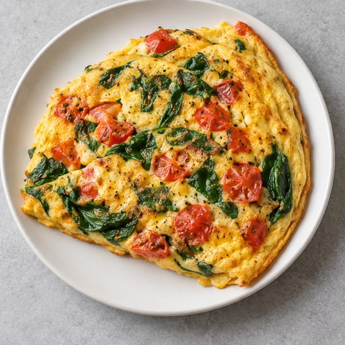 Example: a tomato and spinach omelette